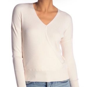 🆕 Elodie Nordstrom ivory beige cream long sleeve faux-wrap sweater small NWT